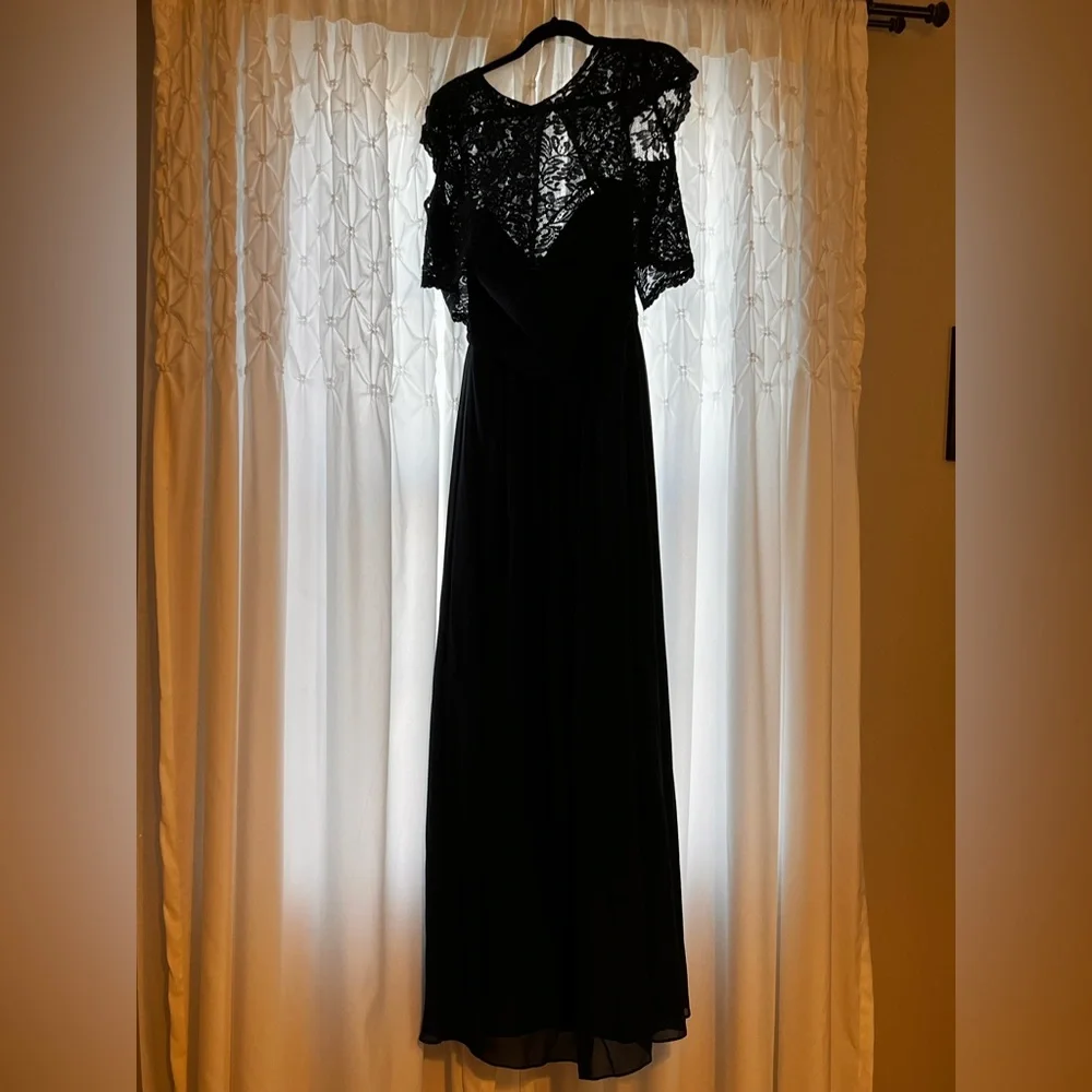 Jasmine Bridesmaid Dress- Long Sweetheart Neckline Poly Chiffon with Lace Top - Picture 4 of 11